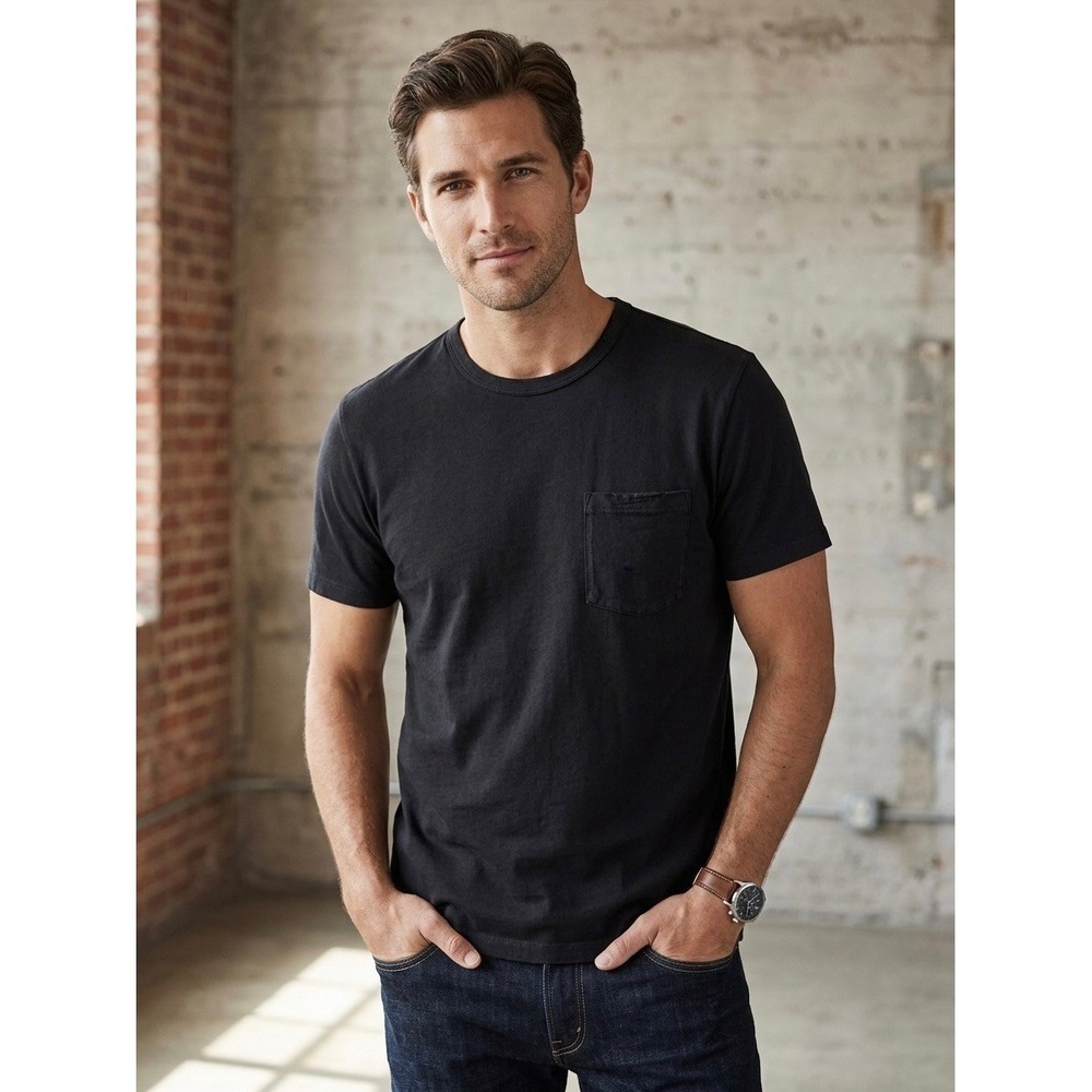 7 For All Mankind Mens Black Cotton Short Sleeve Pocket T-Shirt 7M230J33 XXL